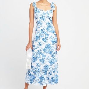 Blue floral toile de jouy dress from Tuckernuck